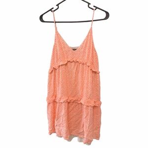 Express Peach Floral Tiered Ruffle Spaghetti Strap Dress